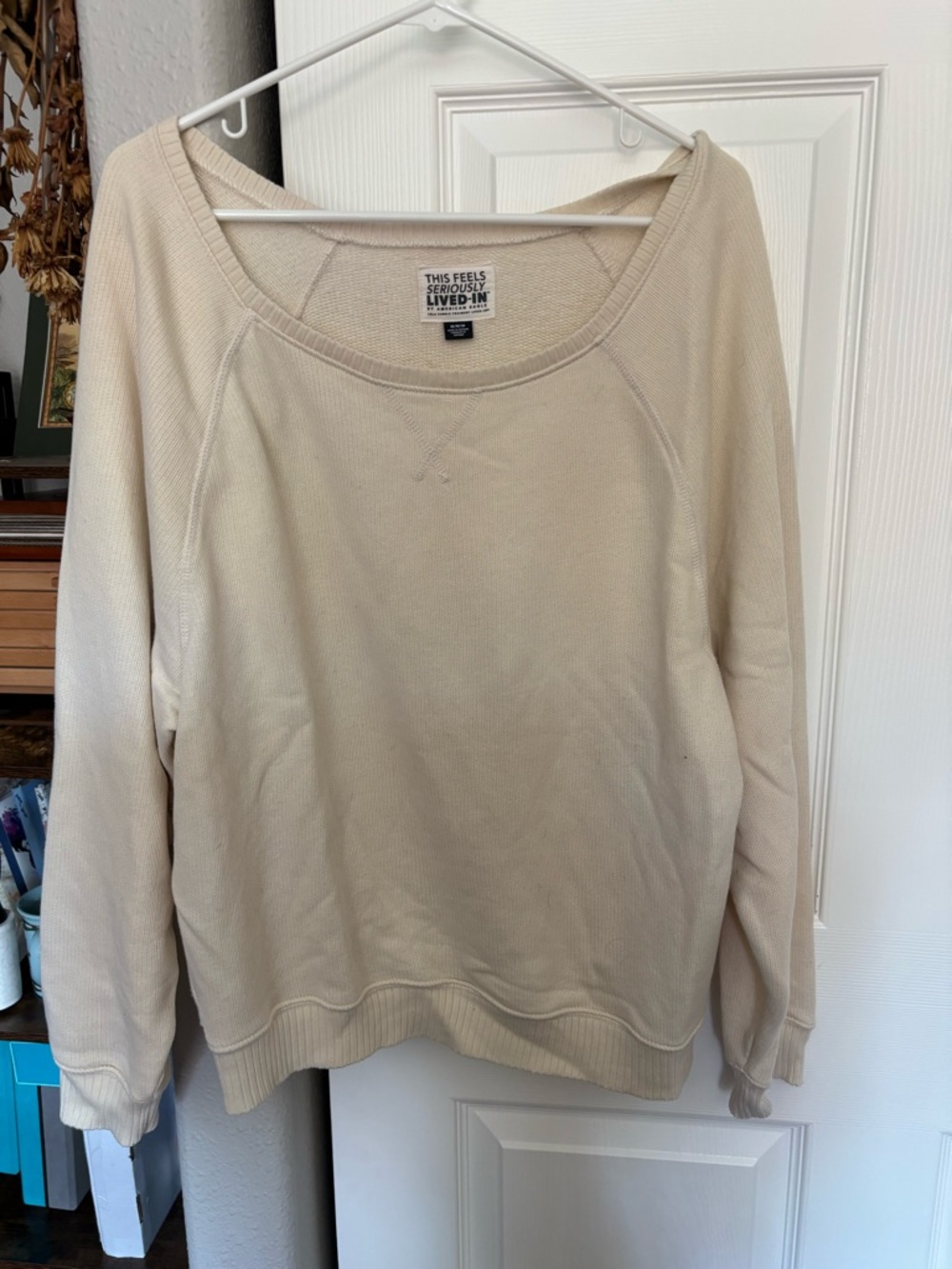 American Eagle Outfitters Cream Scoop Neck Pullover Sweater